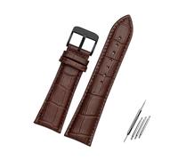 Belivceng Correa de reloj ancha de piel de caimán auténtica con diseño de bambú para correa de repuesto, de 23 mm a 28 mm de ancho.,Marrón Negro A,21 mm