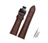 Belivceng Correa de reloj ancha de piel de caimán auténtica con diseño de bambú para correa de repuesto, de 23 mm a 28 mm de ancho.,Marrón Negro B,19 mm