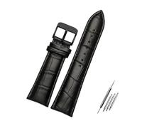 Belivceng Correa de reloj ancha de piel de caimán auténtica con diseño de bambú para correa de repuesto, de 23 mm a 28 mm de ancho.,Negro Negro A,23 mm