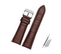 Belivceng Correa de reloj ancha de piel de caimán auténtica con diseño de bambú para correa de repuesto, de 23 mm a 28 mm de ancho.,Marrón Plata A,28 mm