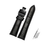 Belivceng Correa de reloj ancha de piel de caimán auténtica con diseño de bambú para correa de repuesto, de 23 mm a 28 mm de ancho.,Negro Negro B,19 mm