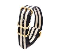 Belivceng Correa de reloj con hebilla de aro dorado - Repuesto para pulseras de 18 mm, 20 mm, 22 mm y 24 mm,Negro Blanco H,20 mm