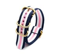 Belivceng Correa de reloj con hebilla de aro dorado - Repuesto para pulseras de 18 mm, 20 mm, 22 mm y 24 mm,Azul Blanco Rosa L,20 mm