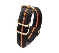 Belivceng Correa de reloj con hebilla de aro dorado - Repuesto para pulseras de 18 mm, 20 mm, 22 mm y 24 mm,Negro Naranja G,22 mm