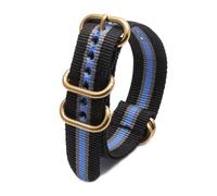 Belivceng Correa de reloj con hebilla de aro dorado - Repuesto para pulseras de 18 mm, 20 mm, 22 mm y 24 mm,2Negro 2Gris 1Azul,24 mm