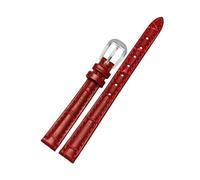 Belivceng Correa de reloj de cuero con textura de bambú para mujer, de 10 mm a 18 mm, accesorio de repuesto.,Rojo Plata B,12 mm