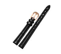 Belivceng Correa de reloj de cuero con textura de bambú para mujer, de 10 mm a 18 mm, accesorio de repuesto.,Oro rosa negro,15 mm