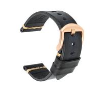 Belivceng Correa de reloj de cuero genuino con cierre de metal, accesorio de repuesto duradero, tamaños de 18 mm a 24 mm.,Un corzo negro,22 mm