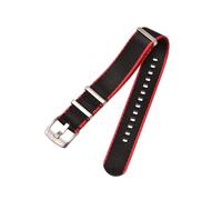 Belivceng Correa de reloj de lona de nailon con tejido de cinturón de seguridad estilo militar para buceo y deportes (18 mm, 20 mm, 22 mm y 24 mm),Negro Rojo,20 mm