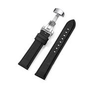 Belivceng Correa de reloj de nailon y cuero con hebilla de mariposa - Correa de repuesto de liberación rápida para negocios, para hombres y mujeres, 20 mm y 22 mm,Negro,22 mm