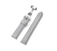 Belivceng Correa de reloj de nailon y cuero con hebilla de mariposa - Correa de repuesto de liberación rápida para negocios, para hombres y mujeres, 20 mm y 22 mm,Gris claro,22 mm