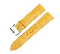 Belivceng Correa de reloj de piel auténtica con diseño de avestruz, con extremo plano y recto, de 12 mm a 24 mm.,Amarillo Plata B,21 mm