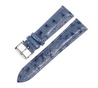 Belivceng Correa de reloj de piel auténtica con diseño de avestruz, con extremo plano y recto, de 12 mm a 24 mm.,B Azul Plata B,17 mm