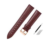 Belivceng Correa de reloj de piel auténtica con diseño de lagarto, de 15 mm a 21 mm, accesorios de repuesto.,Rosa marrón B,15 mm