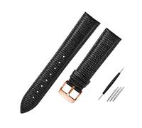 Belivceng Correa de reloj de piel auténtica con diseño de lagarto, de 15 mm a 21 mm, accesorios de repuesto.,Rosa Negra B,15 mm