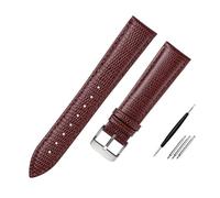 Belivceng Correa de reloj de piel auténtica con diseño de lagarto, de 15 mm a 21 mm, accesorios de repuesto.,Marrón Plata B,15 mm