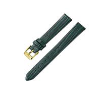 Belivceng Correa de reloj de piel auténtica de diseño fino, con estampado de lagarto, para mujer, de 8 mm a 16 mm, accesorio de repuesto.,Verde - Oro,12 mm