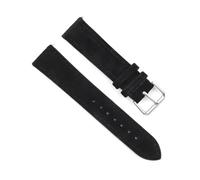 Belivceng Correa de reloj de piel con diseño de gamuza y hebilla plateada, para correa de repuesto, tamaños de 18 mm a 24 mm,Negro,19 mm
