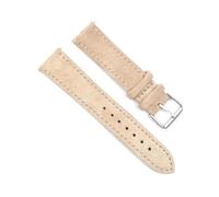 Belivceng Correa de reloj de piel con diseño de gamuza y hebilla plateada, para correa de repuesto, tamaños de 18 mm a 24 mm,Beige,20 mm