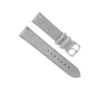 Belivceng Correa de reloj de piel con diseño de gamuza y hebilla plateada, para correa de repuesto, tamaños de 18 mm a 24 mm,Gris,24 mm