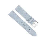 Belivceng Correa de reloj de piel con diseño de gamuza y hebilla plateada, para correa de repuesto, tamaños de 18 mm a 24 mm,Azul claro,24 mm