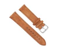 Belivceng Correa de reloj de piel con diseño de gamuza y hebilla plateada, para correa de repuesto, tamaños de 18 mm a 24 mm,Marrón,18 mm