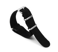 Belivceng Correa de reloj de piel de ante con hebilla plateada, repuesto para relojes inteligentes, tamaños de 18 mm a 24 mm.,Negro,20 mm