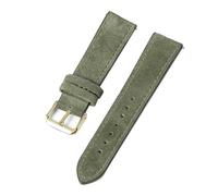 Belivceng Correa de reloj de piel de ante vintage con hebilla de metal, costura artesanal, liberación rápida, tallas de 18 mm a 24 mm.,Verde-Oro,19 mm