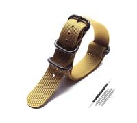 Belivceng Correa deportiva de nailon con costura manual - Diseño sencillo - 20 mm, 22 mm, 23 mm, 24 mm y 26 mm,Caqui Negro,22 mm