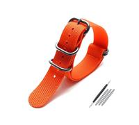 Belivceng Correa deportiva de nailon con costura manual - Diseño sencillo - 20 mm, 22 mm, 23 mm, 24 mm y 26 mm,Naranja Plata,20 mm