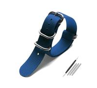 Belivceng Correa deportiva de nailon con costura manual - Diseño sencillo - 20 mm, 22 mm, 23 mm, 24 mm y 26 mm,Azul Plata,20 mm