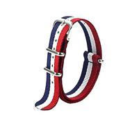 Belivceng Correa deportiva de nailon resistente al agua para reloj - para hombre y mujer, 18 mm, 20 mm, 22 mm,Azul Blanco Rojo,20 mm