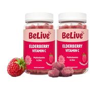 BeLive Gomitas de apoyo inmunológico de saúco | Contiene vitamina A, C, D, complejo de vitaminas B, folato y zinc | Formuladas para estimular el sistema inmunológico | Sabroso sabor a frambuesa | (100