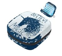 Belive in Magic Unicorn Horse - Bolsa de almacenamiento para compresas menstruales, compresas sanitarias, tampones y compresas sanitarias, soporte de almacenamiento para mujeres, escuela, oficina