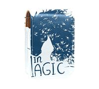 Belive in Magic Unicorn Horse - Estuche portátil para pintalabios para viajes, mini caja de almacenamiento de lápiz labial con espejo para mujeres y mujeres, bolsa de cosméticos de cuero, Varios colores, 9.5x2x7 cm/3.7x0.8x2.7 in