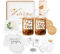 BELIVIUM Juego de regalos para recién nacidos, regalos neutros para baby shower, regalos de revelación de género para futuros padres, regalos para mamá, papá, vaso de café y artículos para bebé