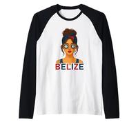 Belizean Girl Belize Flag Belizean Girlfriend Wife Camiseta Manga Raglan
