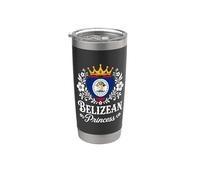 Belizean Princess Belize Flag Proud Belizean Girl Vaso térmico de acero inoxidable de doble pared