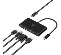Belkin Adaptador Multimedia USB-C (hub USB-C con Puertos VGA 4K, HDMI, USB 3.0 y Ethernet, Carga Pass-Through de 100 W para MacBook Pro, iPad Pro, Surface Pro, Chromebook y Otros)