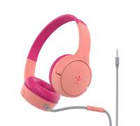 Belkin Auriculares supraaurales SoundForm Mini para niños, Cascos externos con micrófono, enseñanza Virtual, Colegio, Viajar, Jugar, para Dispositivos compatibles con Puerto de 3,5 mm, Rosa