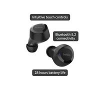 Belkin auriculares True Wireless SoundForm Bolt, inalámbricos con 28 horas de autonomía y modo mono, resistencia IPX4 frente al agua y el sudor, Bluetooth, micrófono, para iPhone, Galaxy y otros