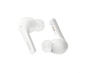 Belkin Auriculares True Wireless SoundForm Motion, cancelación de Ruido, Estuche de Carga inalámbrica, Dos micrófonos, Grado IPX5 de Resistencia al Agua y Bluetooth, Apple iPhone y Samsung - Blancos