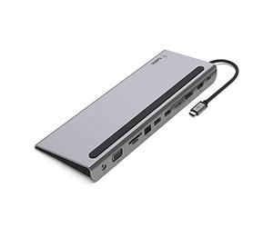 Belkin base dock USB-C multipuerto con HDMI, DisplayPort, VGA y USB-C (4K), carga passthrough PD de 100 W, 3 USB-A, 1 Gigabit Ethernet, SD/MicroSD y audio de 3,5 mm para MacBook* Pro, Air, XPS y otros