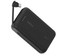 Belkin Batería Externa 10000mAh 20W con Cable USB-C Integrado, Negro