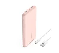 Belkin batería externa portátil de 10000mAh, cargador externo USB-C con 1 puerto USB-C y 2 puertos USB-A, power bank de 15 W, batería portátil para iPhone, Galaxy, Pixel, AirPods, iPad, mas - rosa oro