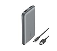 Belkin batería Externa portátil de 10000mAh, Cargador Externo USB-C con 1 Puerto USB-C y 2 Puertos USB-A, Power Bank de 15 W, batería portátil para iPhone, Galaxy, Pixel, AirPods, iPad- Gris Espacial