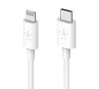 Belkin Boost Charge - Cable USB-C con conector Lightning (cable con certificación MFi, para iPhone, MacBook, iPad, cable de carga rápida USB-C a Lightning, 1,2 m), blanco