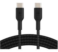 Belkin cable de carga rápida USB-C a USB-C trenzado (cable USB C para iPhone 16, iPhone 15, Samsung Galaxy S24, Note, Google Pixel, iPad Pro, iPad Mini, Nintendo Switch, cable carga Tipo C) 1 m, negro