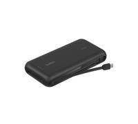 Belkin BoostCharge Batería Externa 20K, Carga rápida y Cable Integrado (PD 30 W), Power Bank, Cargador portátil USB-C Power Delivery para iPhone Serie 16, iPad Pro, Galaxy Serie S25 y Otros, Negro