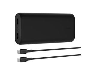 Belkin BoostCharge batería externa carga rápida 20000mAh con 3 puertos, PD a 20W, cargador portátil para Phone 16, 15, 14, 13, AirPods, Galaxy, Pixel y otros, portátil para viajar, cable USB-C a USB-C